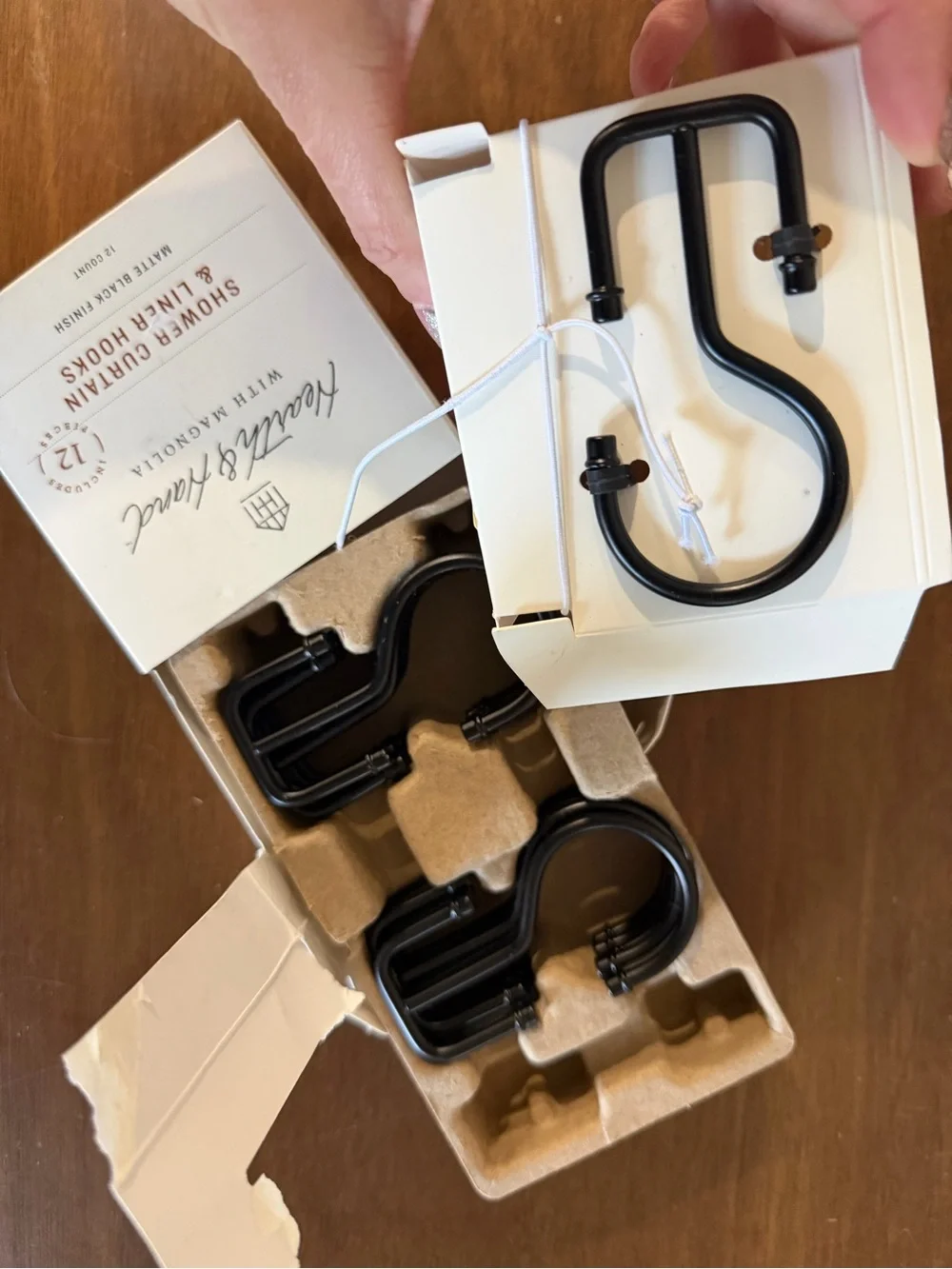 Hearth & Hand Matte Black Shower Curtain & Liner Hooks